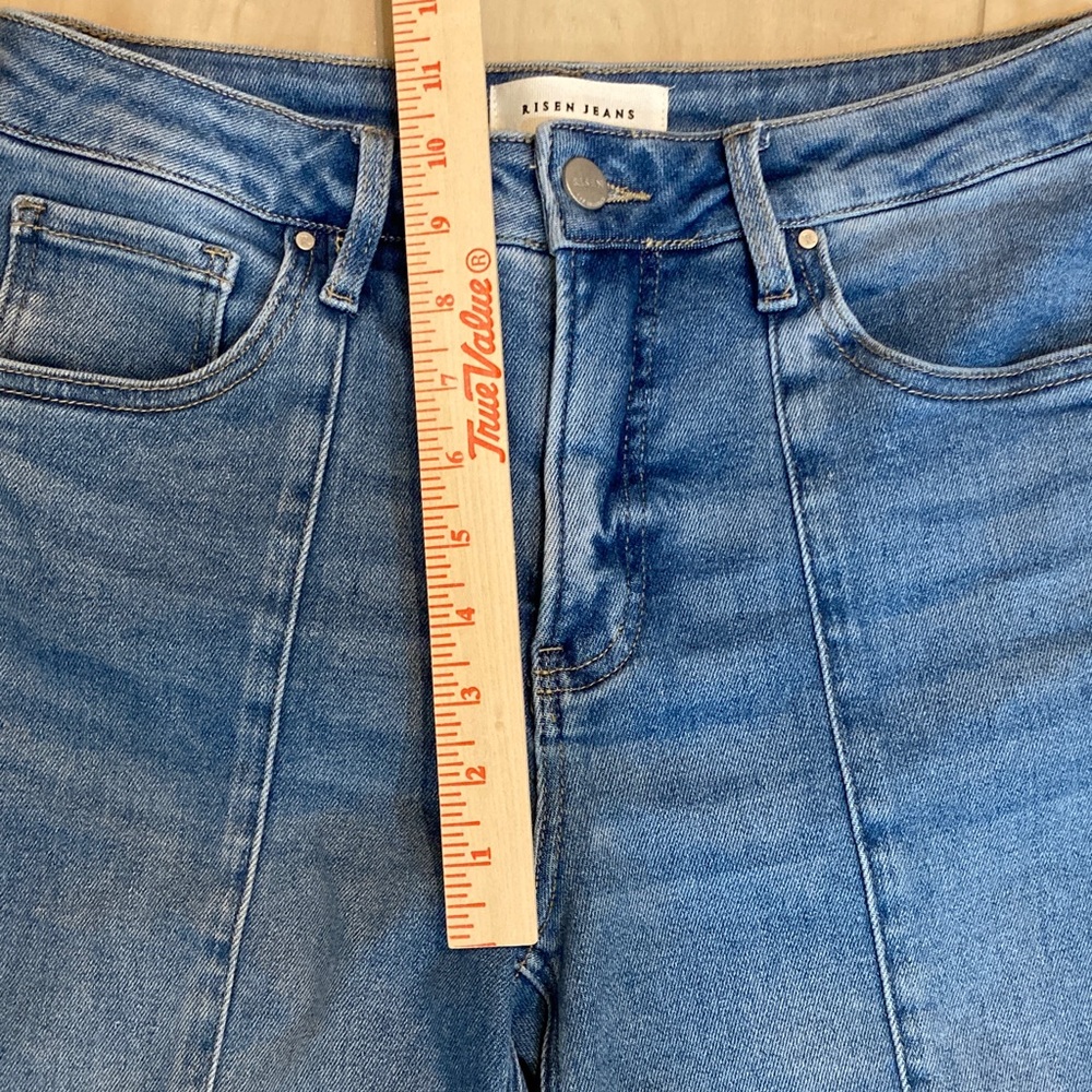 Risen mid rise tummy control split wide leg crop jeans - Picture 8 of 15